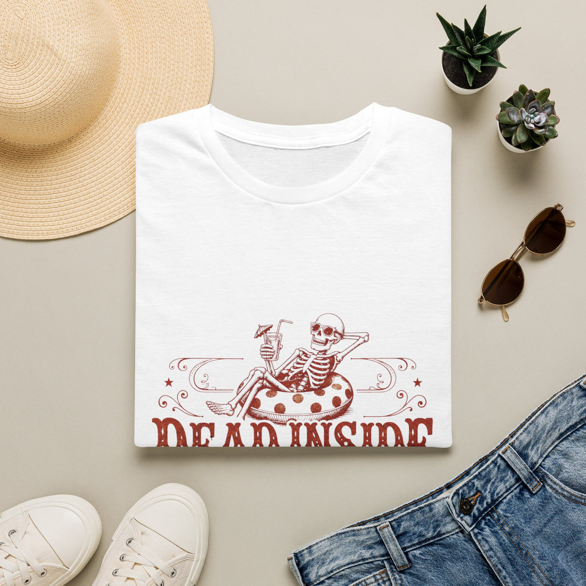 Dead Inside Skeleton Floatie T-Shirt | Funny Sarcastic Summer Tee