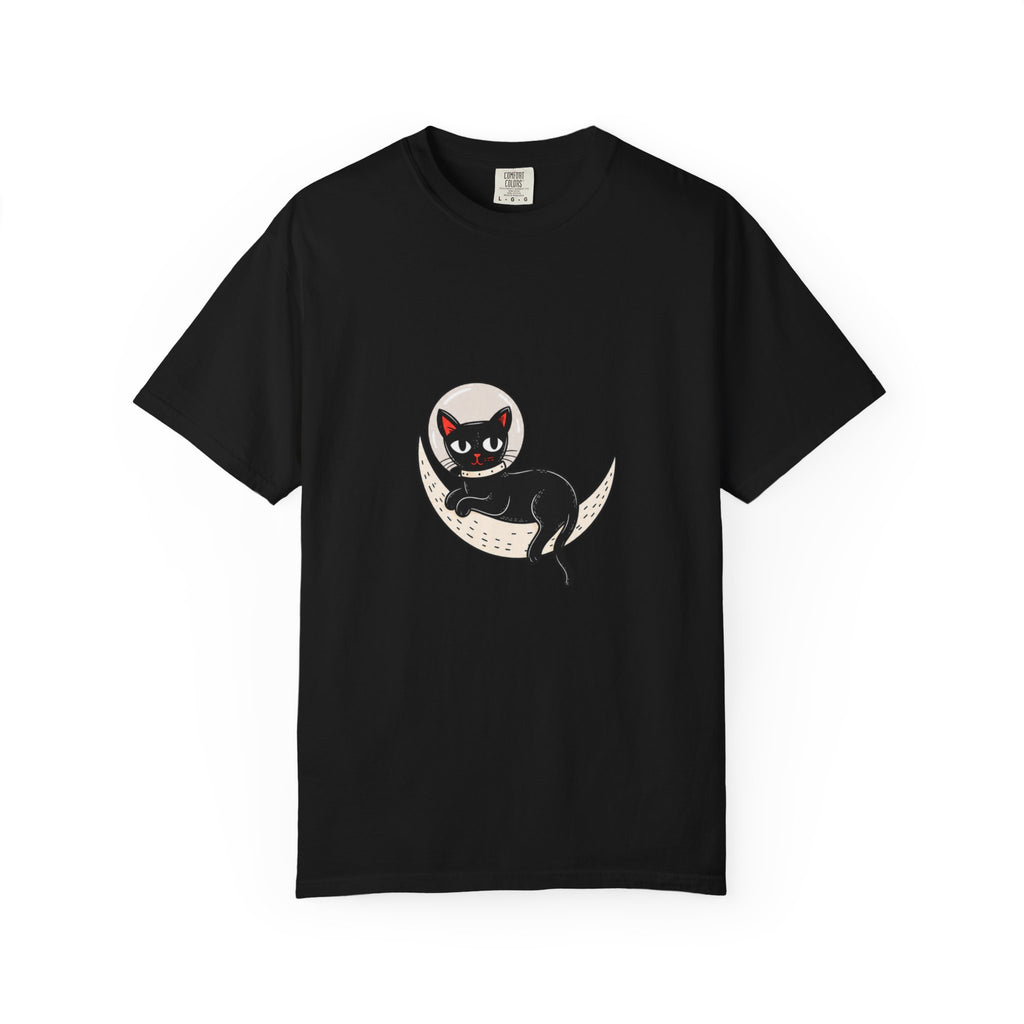 Black Cat on Crescent Moon T-Shirt