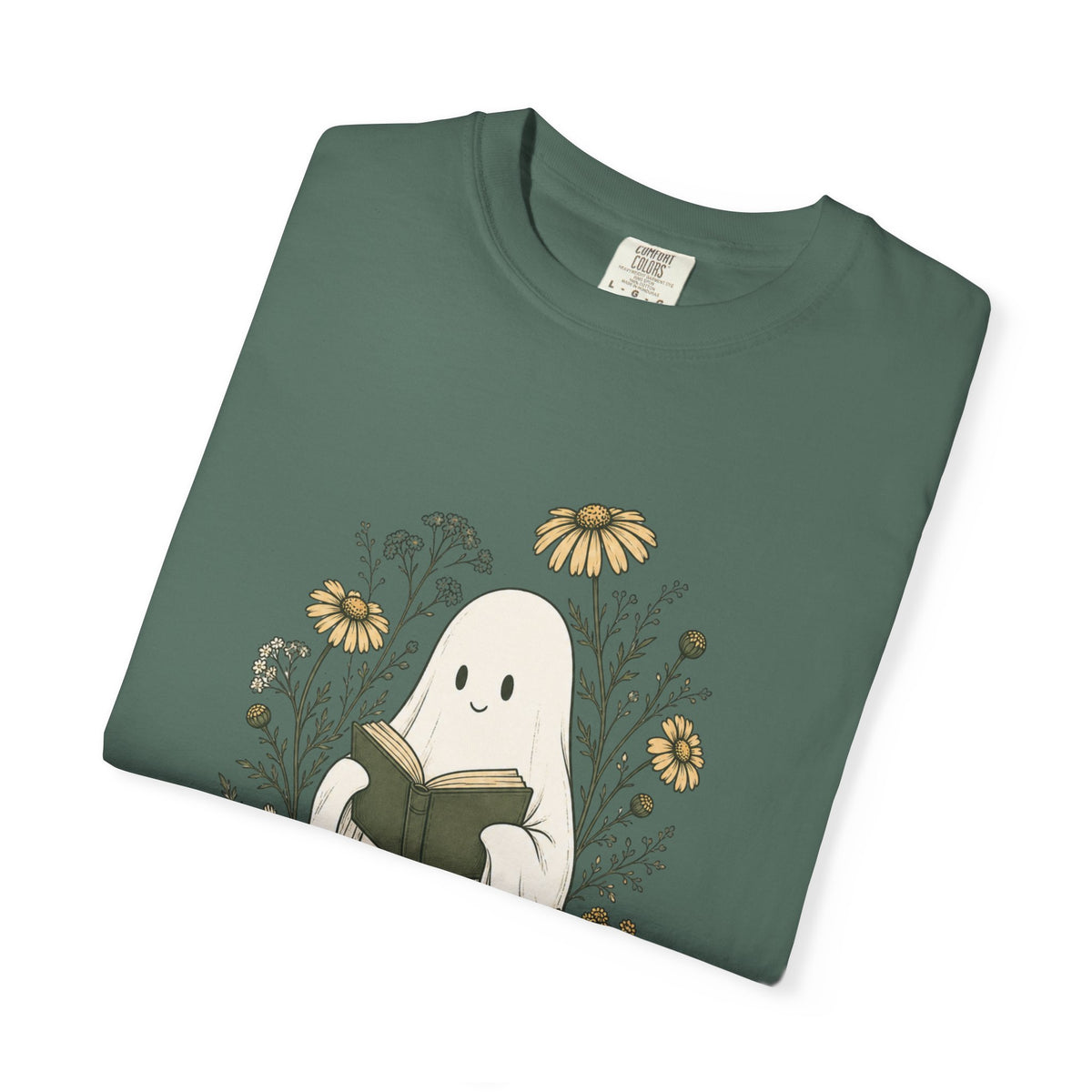 Ghost Reading Tee — Cute Floral Booklover T-Shirt