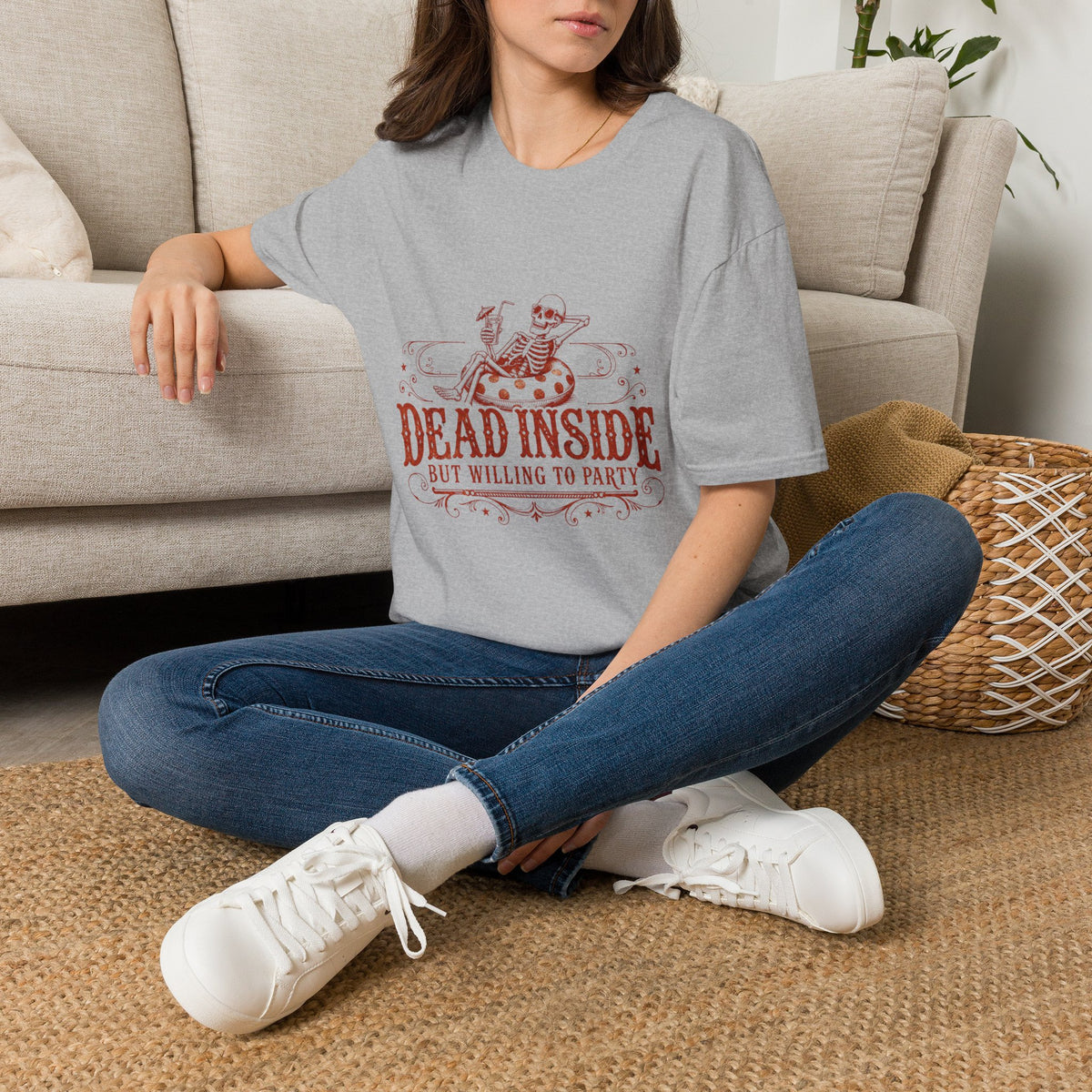 Dead Inside Skeleton Floatie T-Shirt | Funny Sarcastic Summer Tee