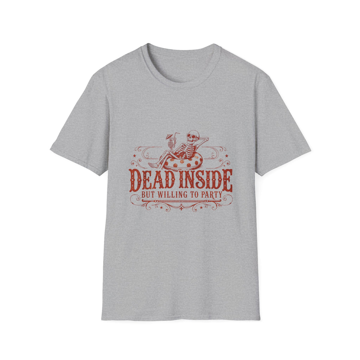 Dead Inside Skeleton Floatie T-Shirt | Funny Sarcastic Summer Tee