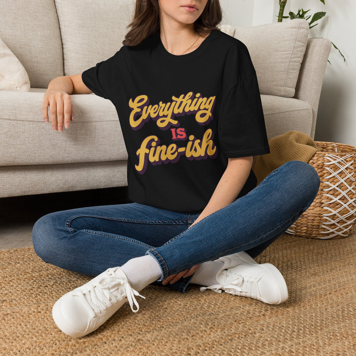 Everything is Fine-ish T-Shirt | Retro Script Vintage 70s Typography