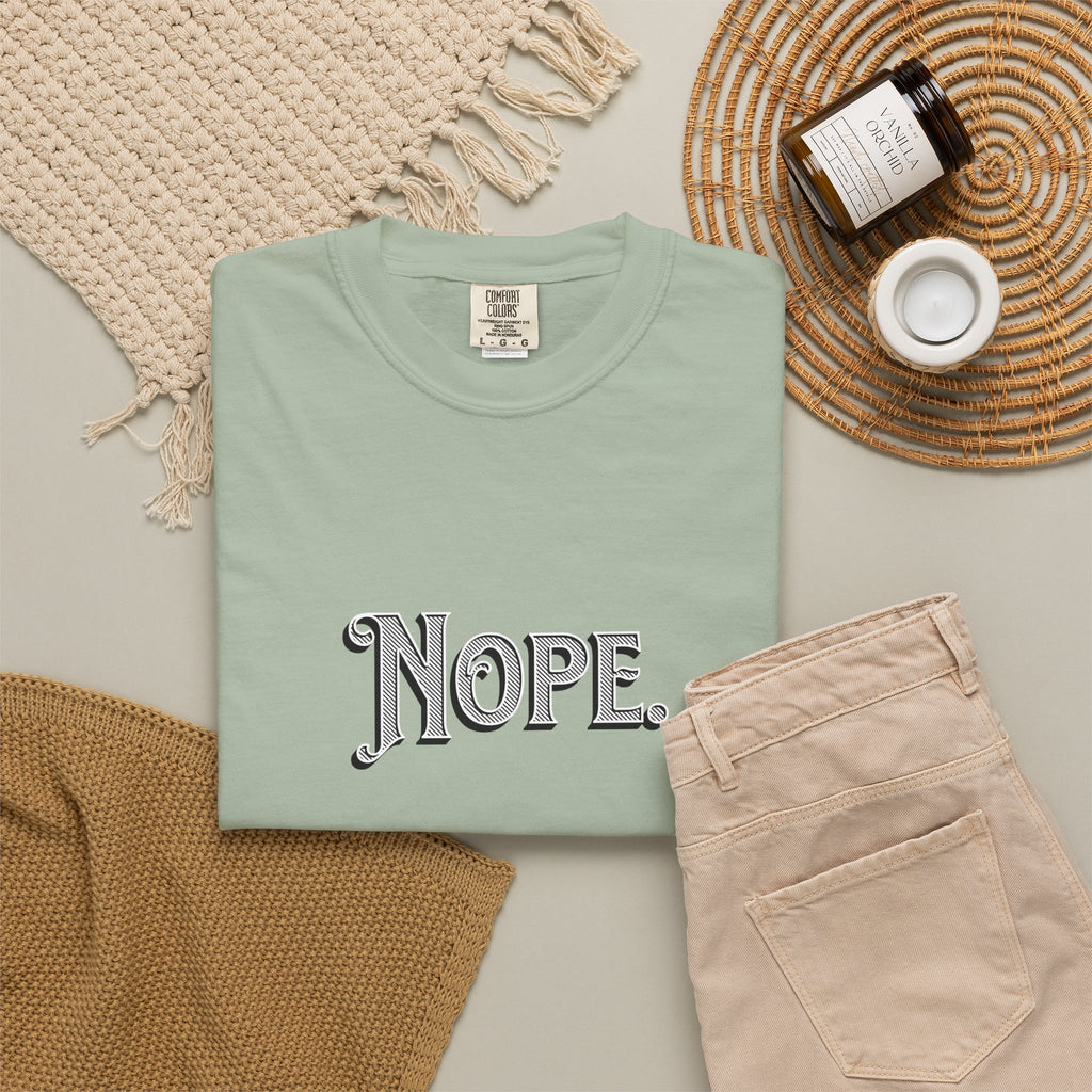 Nope Graphic T-Shirt — Vintage Script "Nope" Tee