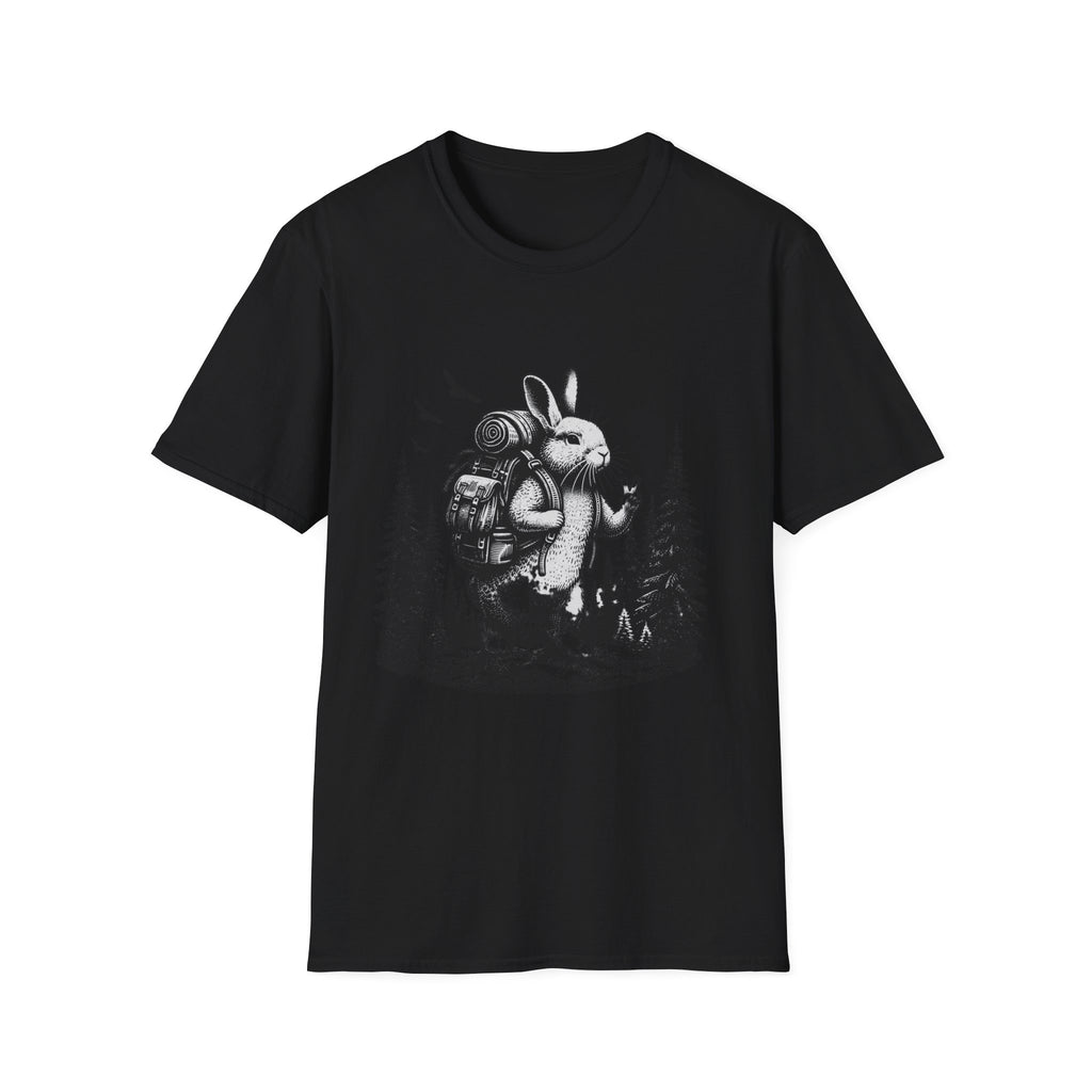 Backpacking Bunny T-Shirt | Hiking Rabbit Illustration, Forest Adventure
