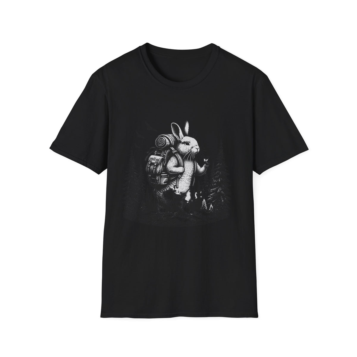 Backpacking Bunny T-Shirt | Hiking Rabbit Illustration, Forest Adventure