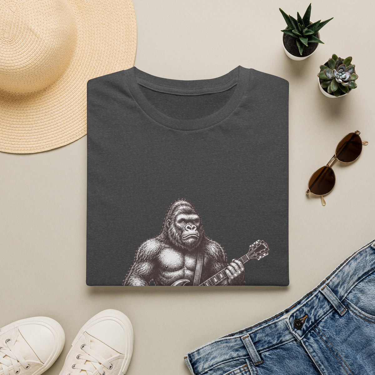 Gorilla Playing Guitar T-Shirt | Rock Ape Graphic Tee