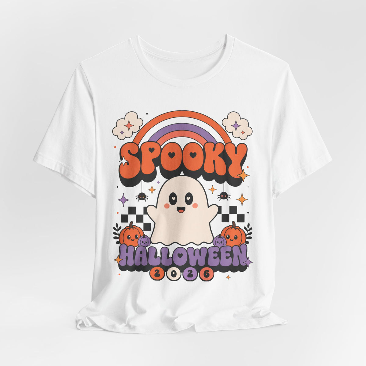 Spooky Ghost Halloween Tee | Cute Retro Rainbow Pumpkin Design