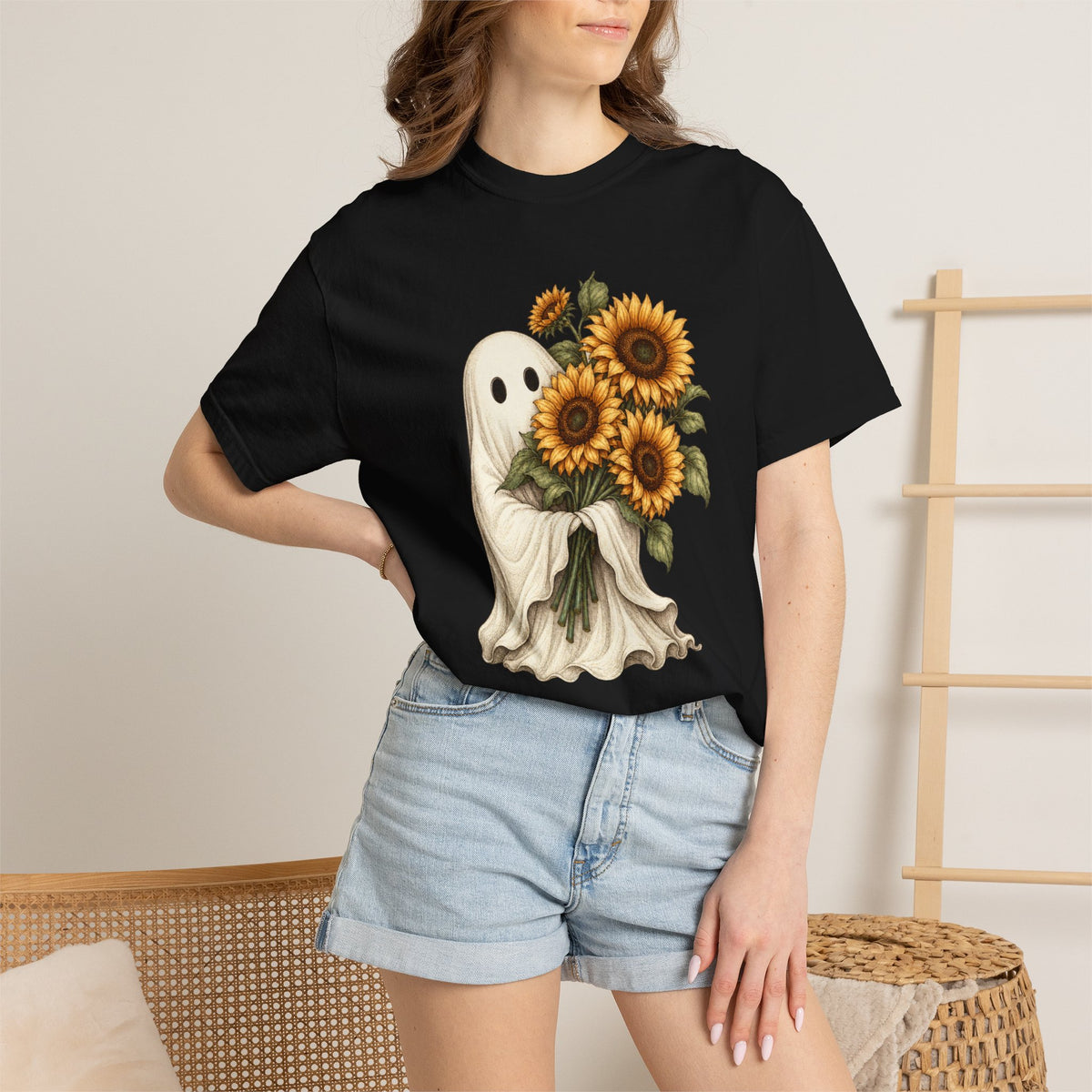 Ghost Holding Sunflowers T-Shirt