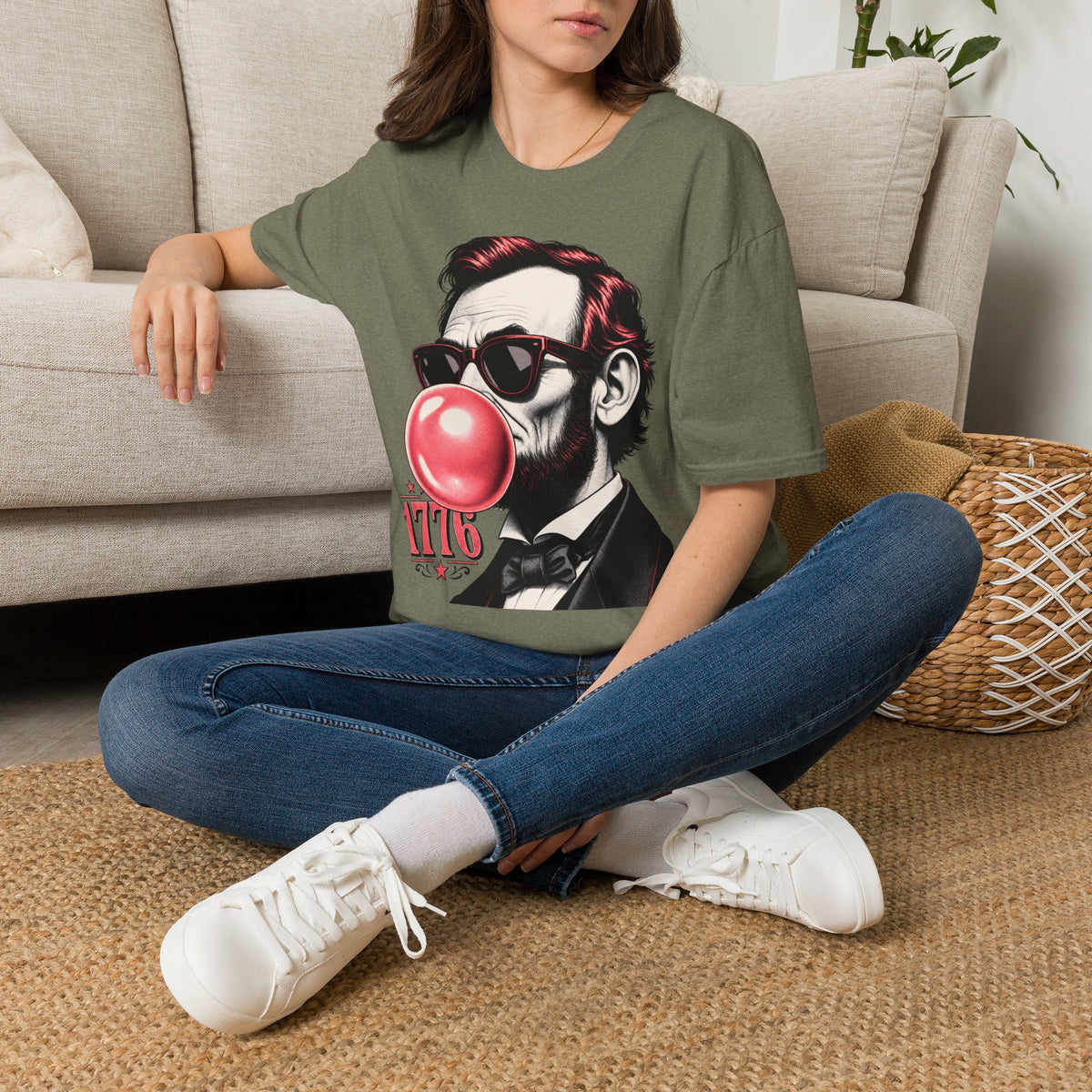 Abraham Lincoln Bubble Gum T-Shirt | Pop Art Abe with Sunglasses