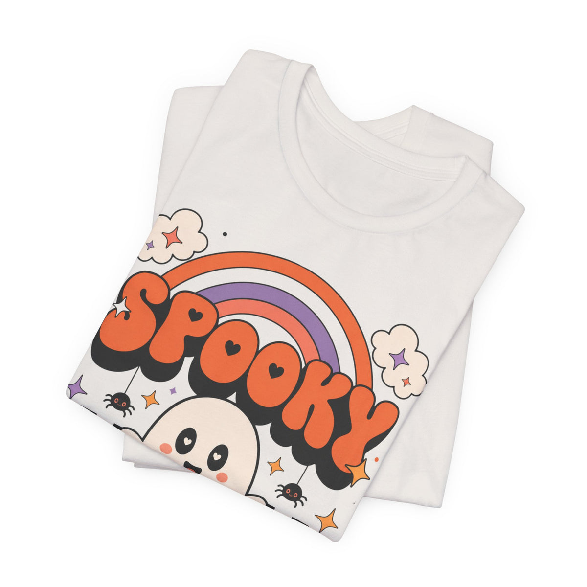Spooky Ghost Halloween Tee | Cute Retro Rainbow Pumpkin Design