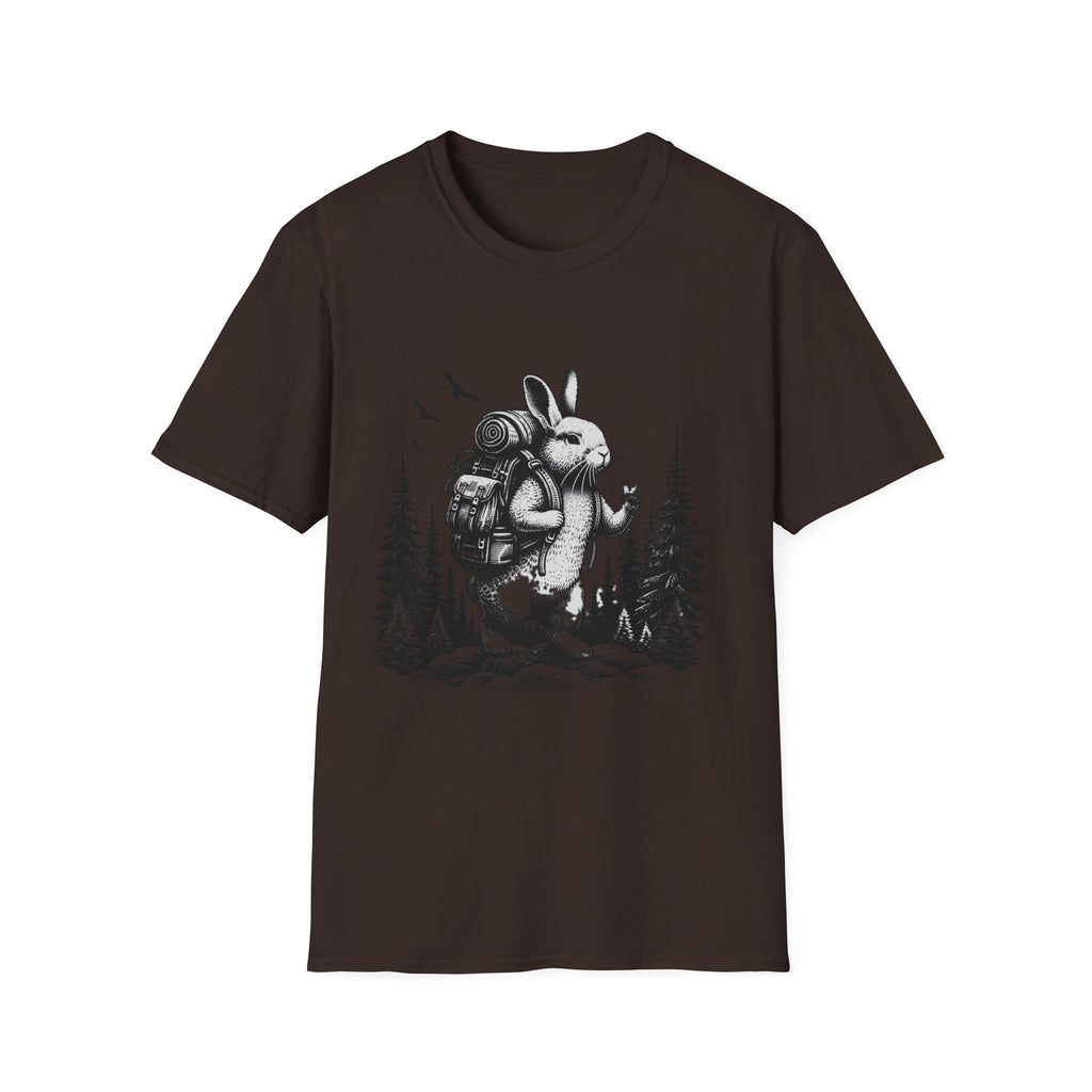 Backpacking Bunny T-Shirt | Hiking Rabbit Illustration, Forest Adventure