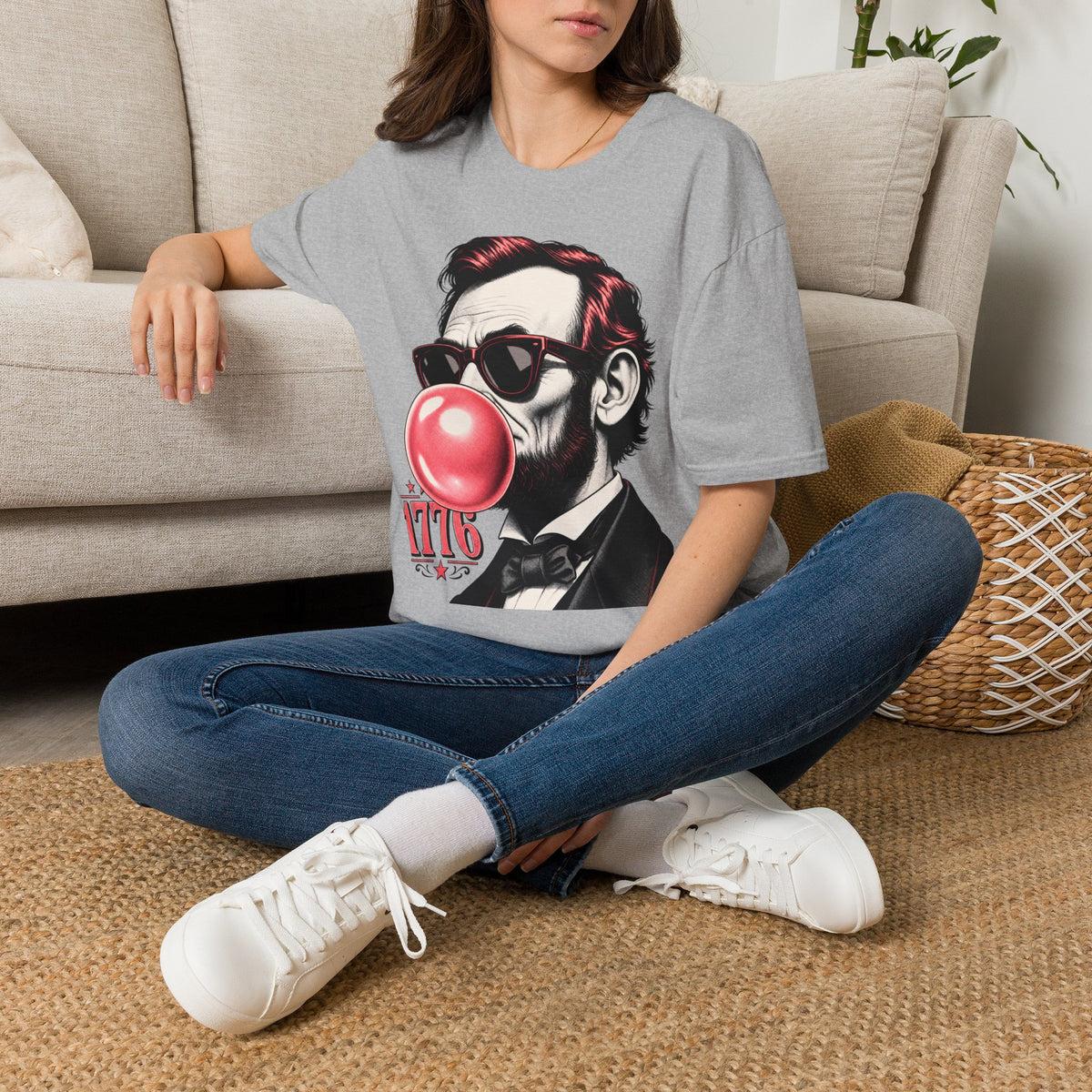 Abraham Lincoln Bubble Gum T-Shirt | Pop Art Abe with Sunglasses