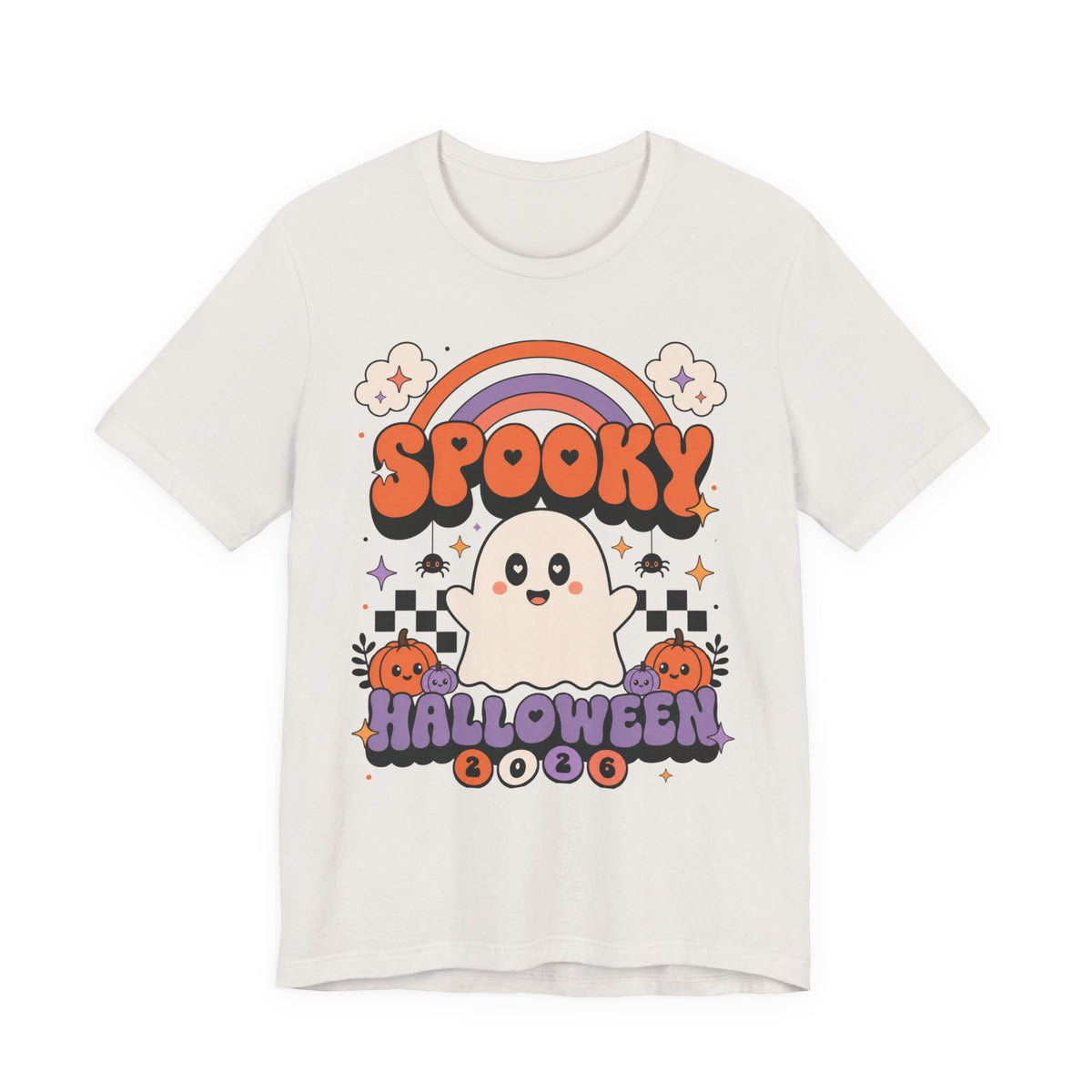 Spooky Ghost Halloween Tee | Cute Retro Rainbow Pumpkin Design