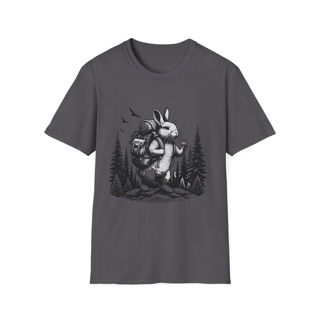 Backpacking Bunny T-Shirt | Hiking Rabbit Illustration, Forest Adventure