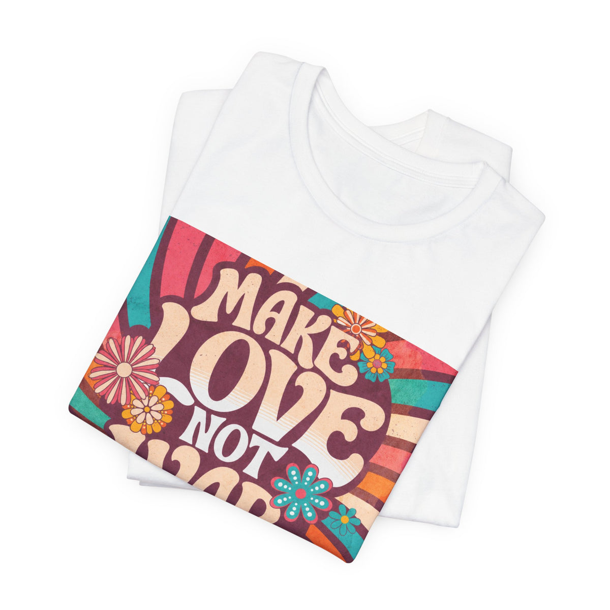 Make Love Not War Tee | Retro 70s Hippie Peace Dove Floral Design