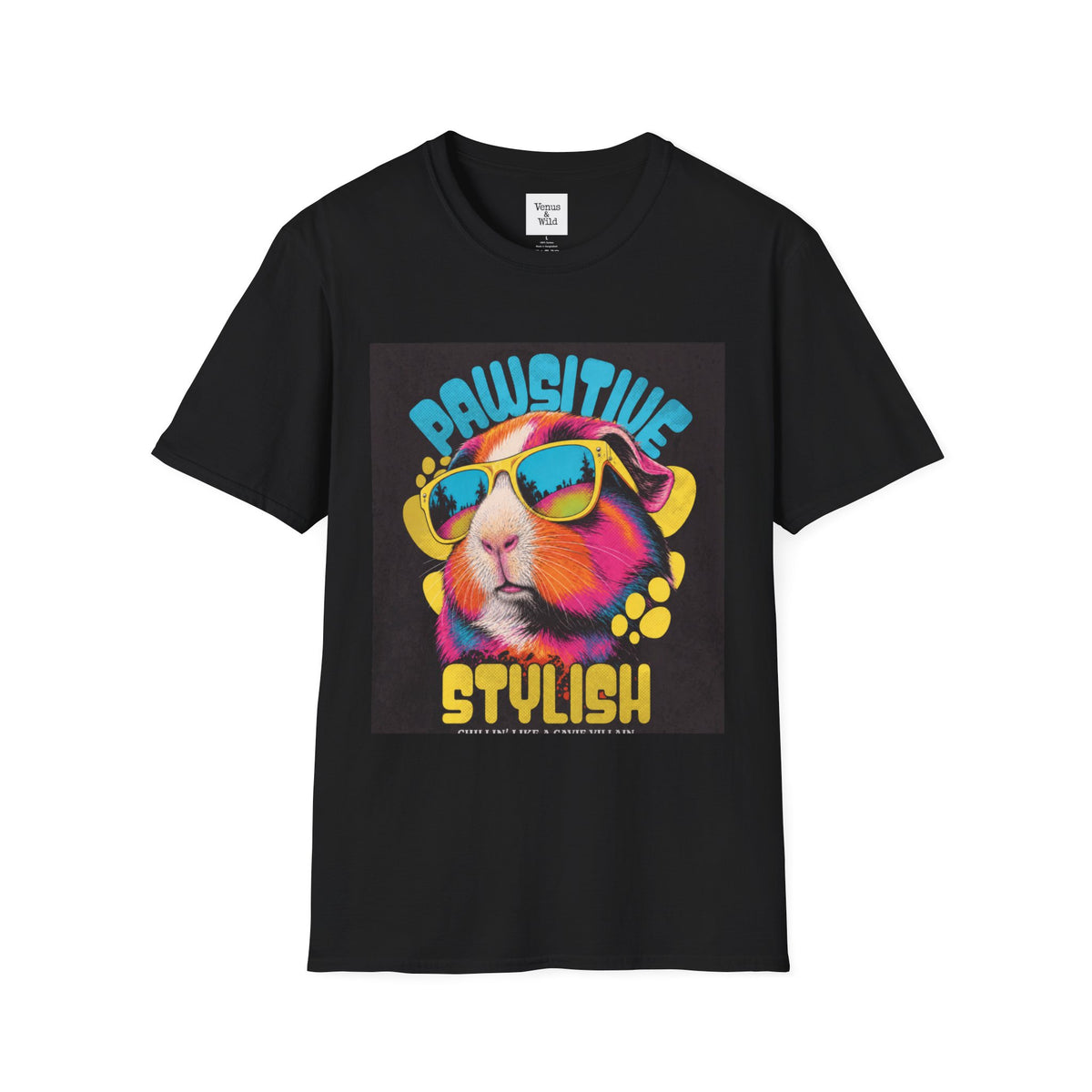 Pawsitive Stylish Guinea Pig T-Shirt | Colorful Sunglasses Pet Tee
