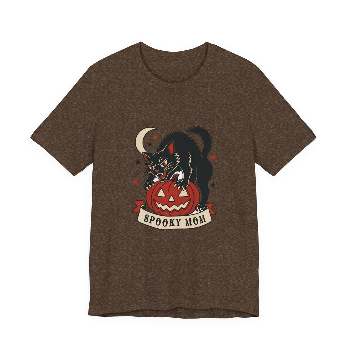 Spooky Mom black cat on jack-o-lantern T-Shirt | Halloween cat tee
