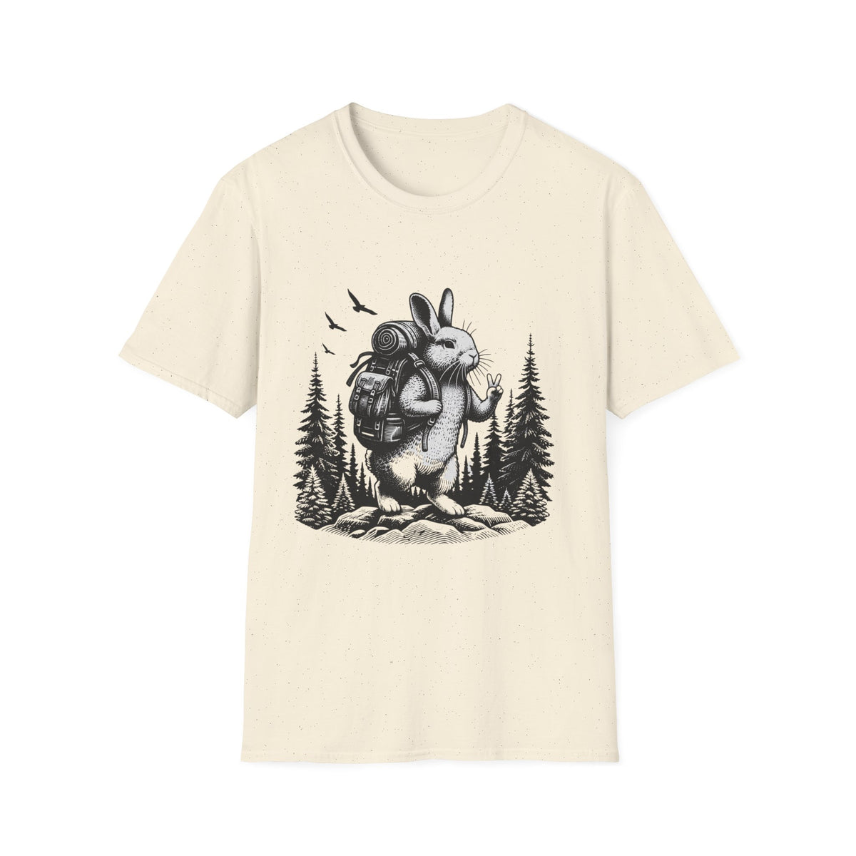 Backpacking Bunny T-Shirt | Hiking Rabbit Illustration, Forest Adventure