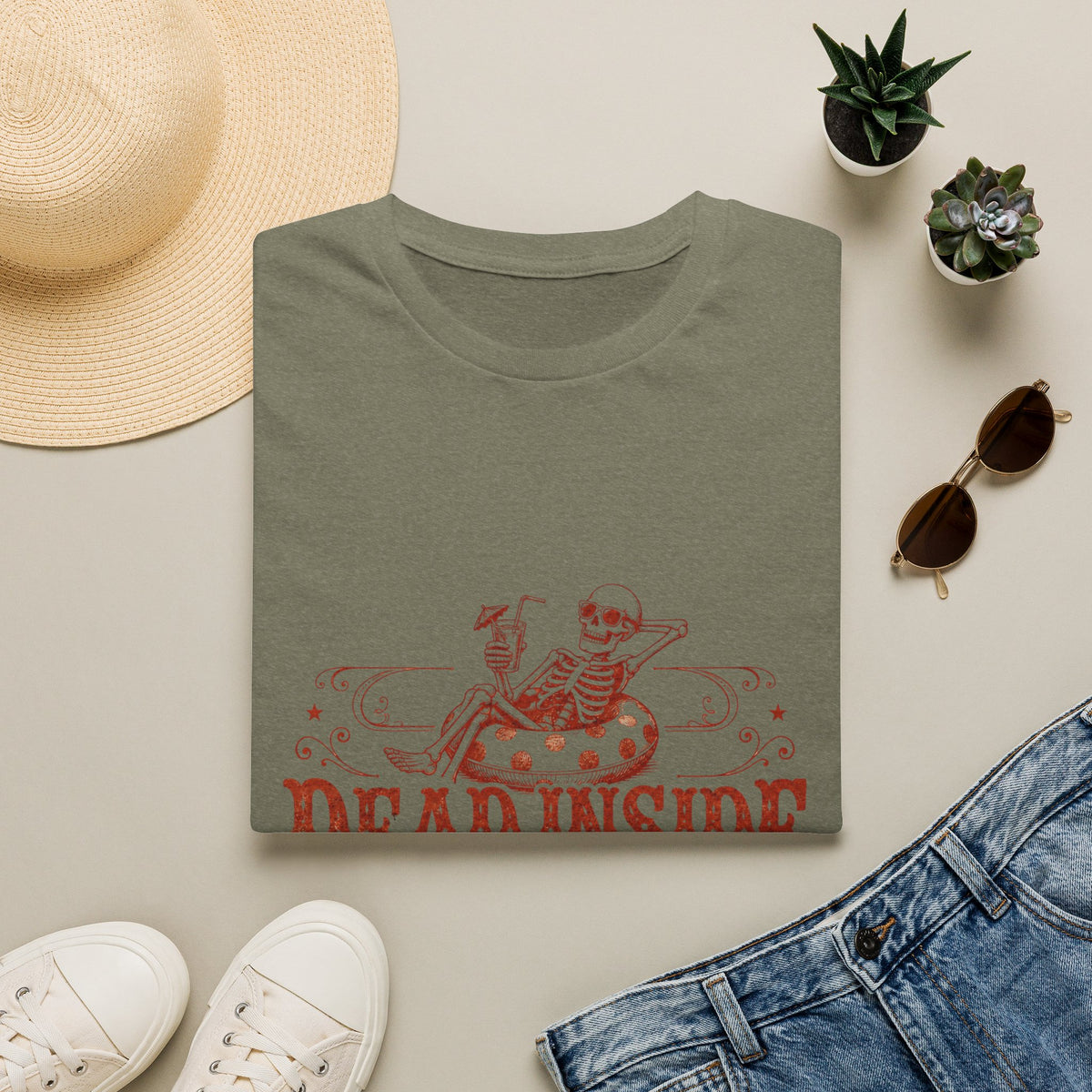 Dead Inside Skeleton Floatie T-Shirt | Funny Sarcastic Summer Tee