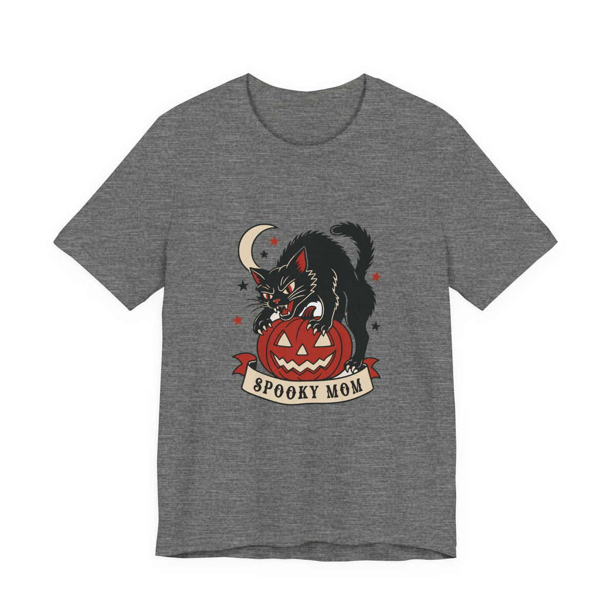 Spooky Mom black cat on jack-o-lantern T-Shirt | Halloween cat tee