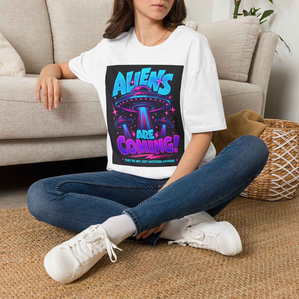 Aliens Are Coming T-Shirt | Retro UFO Sci-Fi Graphic Tee