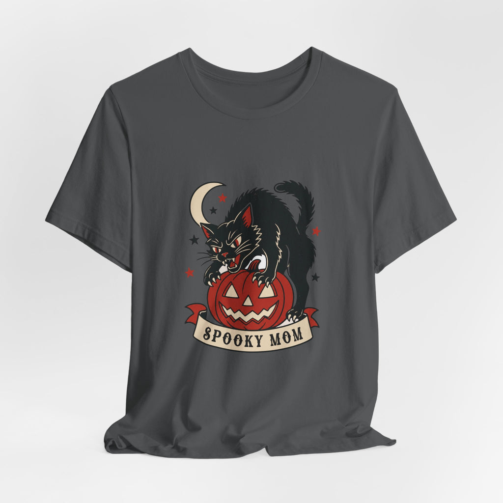 Spooky Mom black cat on jack-o-lantern T-Shirt | Halloween cat tee