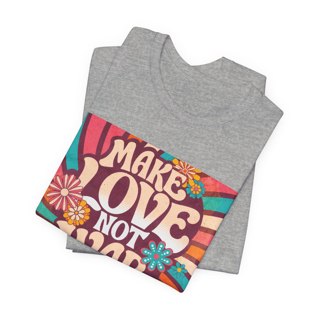 Make Love Not War Tee | Retro 70s Hippie Peace Dove Floral Design