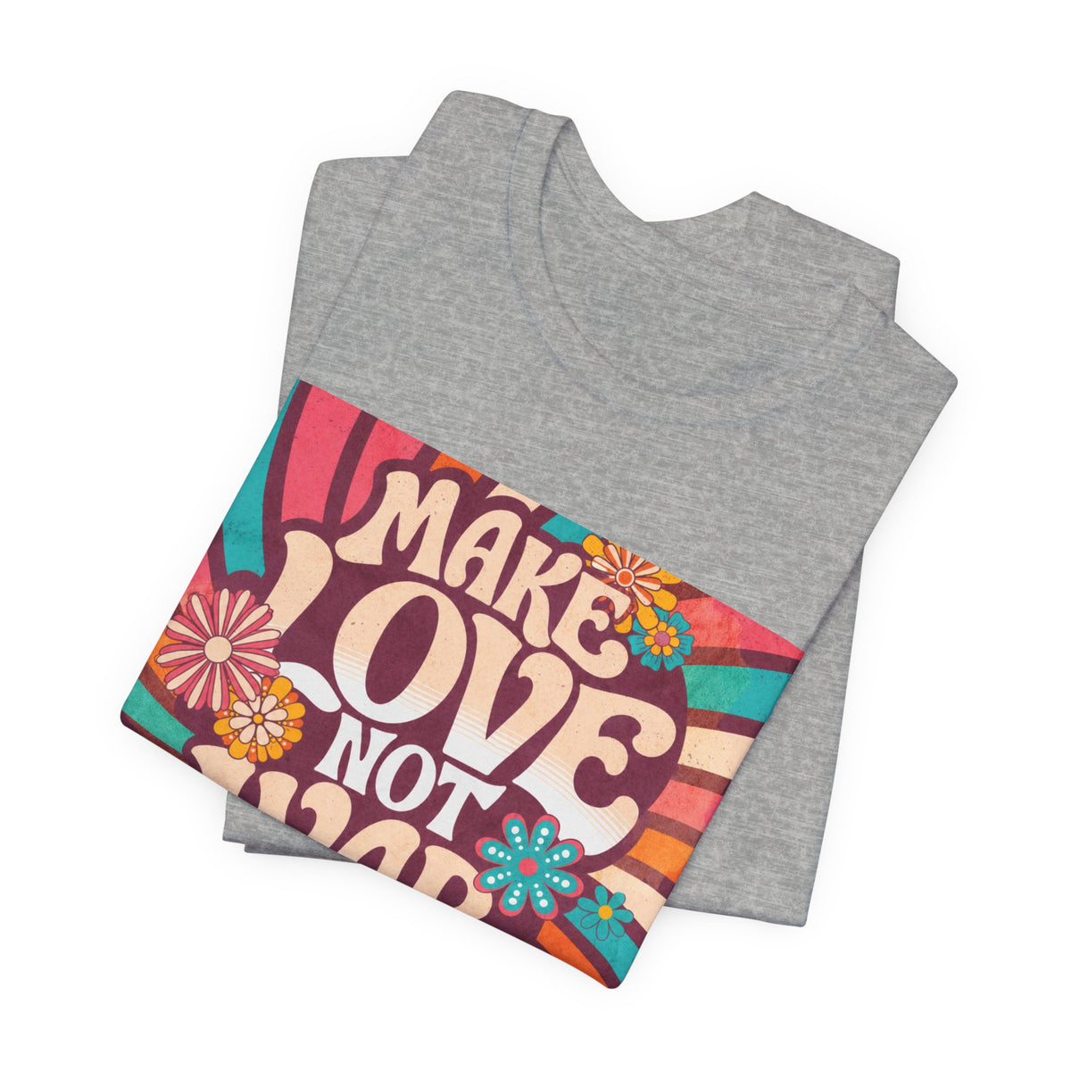 Make Love Not War Tee | Retro 70s Hippie Peace Dove Floral Design