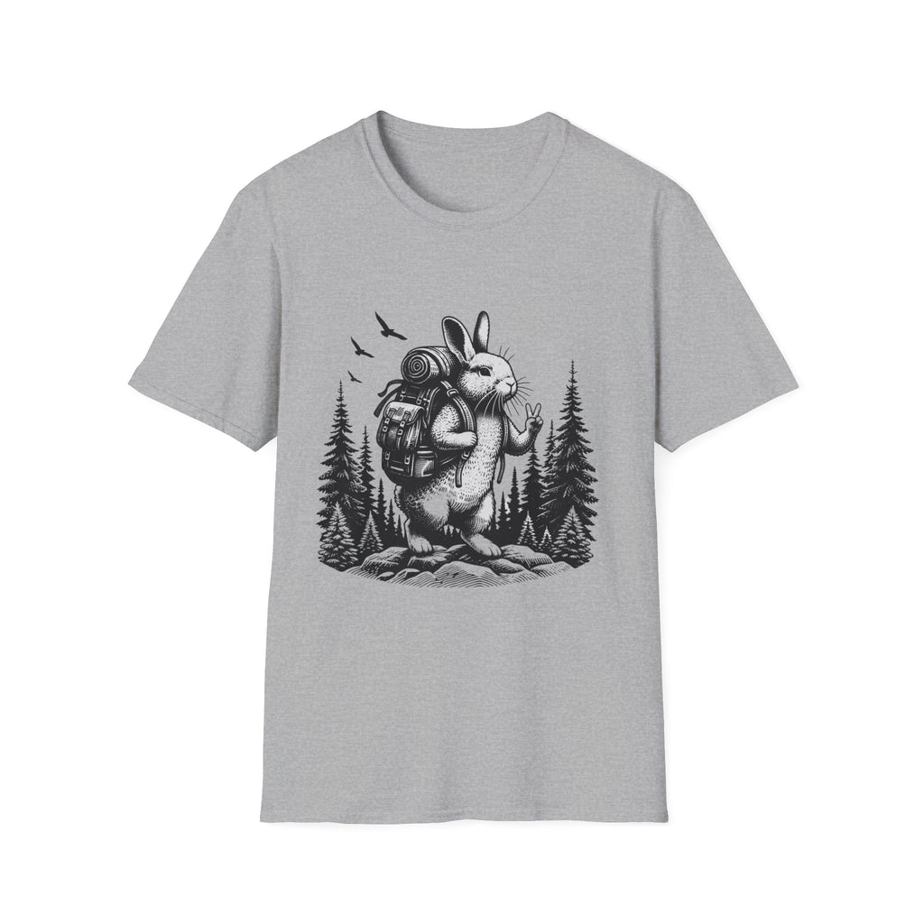 Backpacking Bunny T-Shirt | Hiking Rabbit Illustration, Forest Adventure