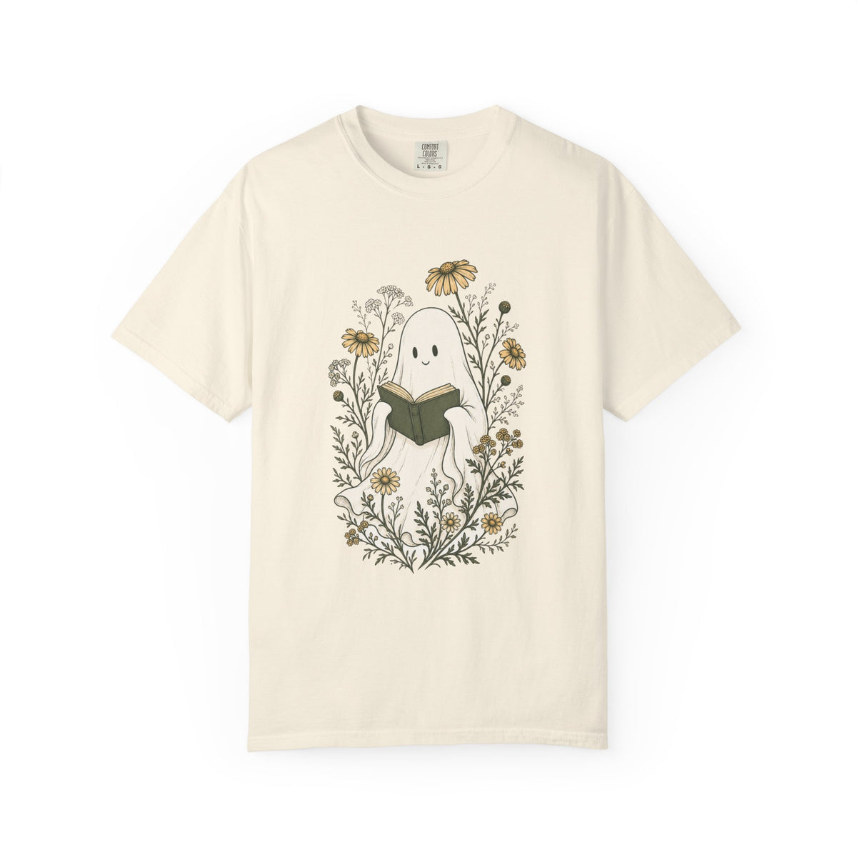 Ghost Reading Tee — Cute Floral Booklover T-Shirt