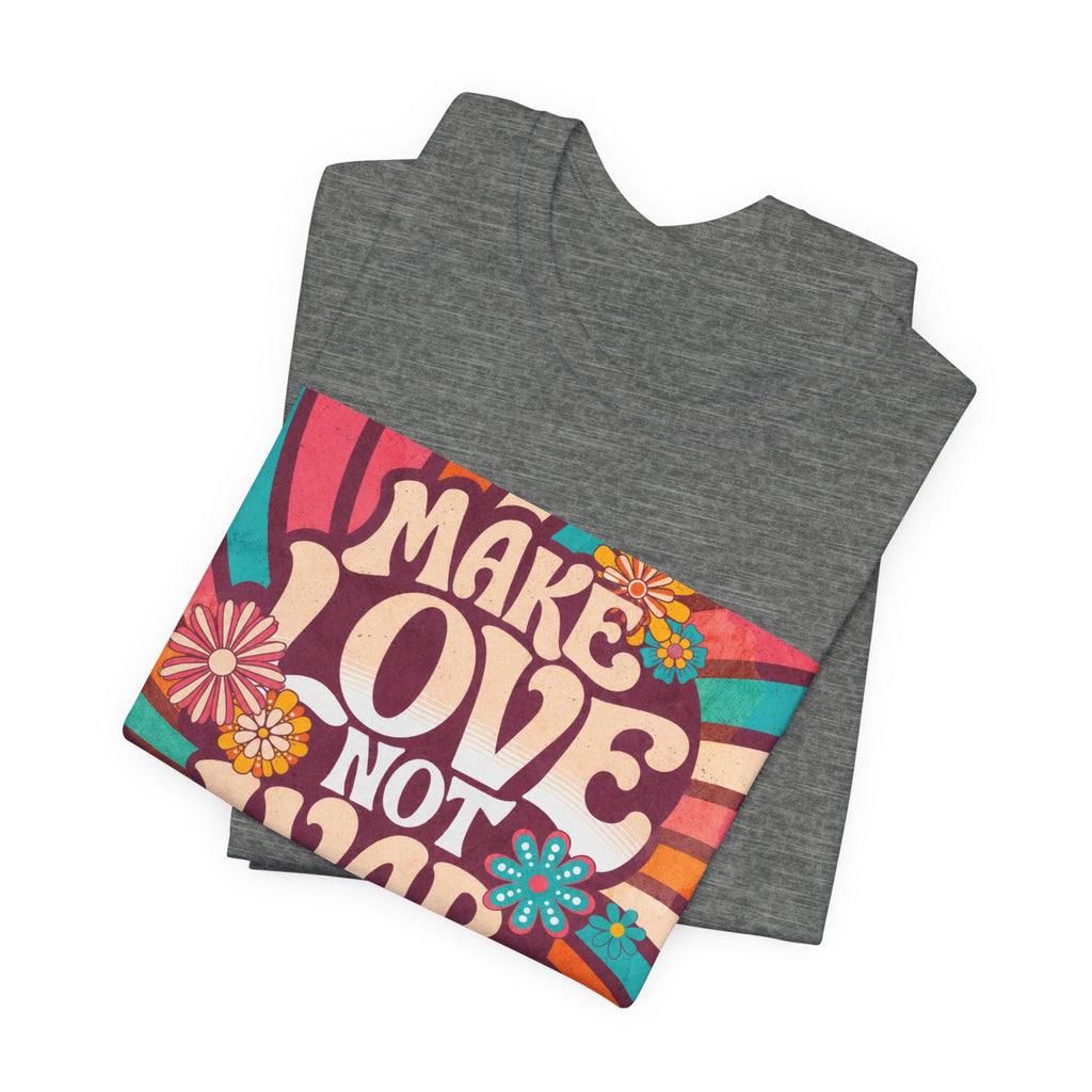 Make Love Not War Tee | Retro 70s Hippie Peace Dove Floral Design