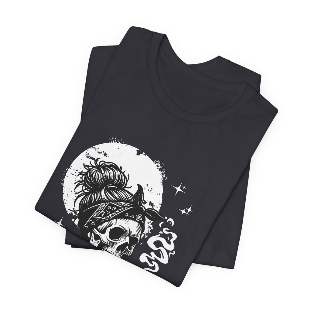 Skull Woman with Coffee Tee | Skeleton Drinking Coffee T-Shirt