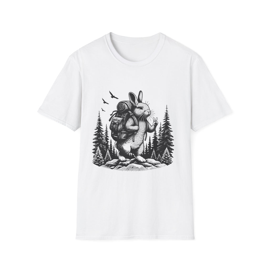 Backpacking Bunny T-Shirt | Hiking Rabbit Illustration, Forest Adventure