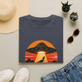 Dinosaur Abduction UFO T-Shirt | Retro Sunset Alien Beam