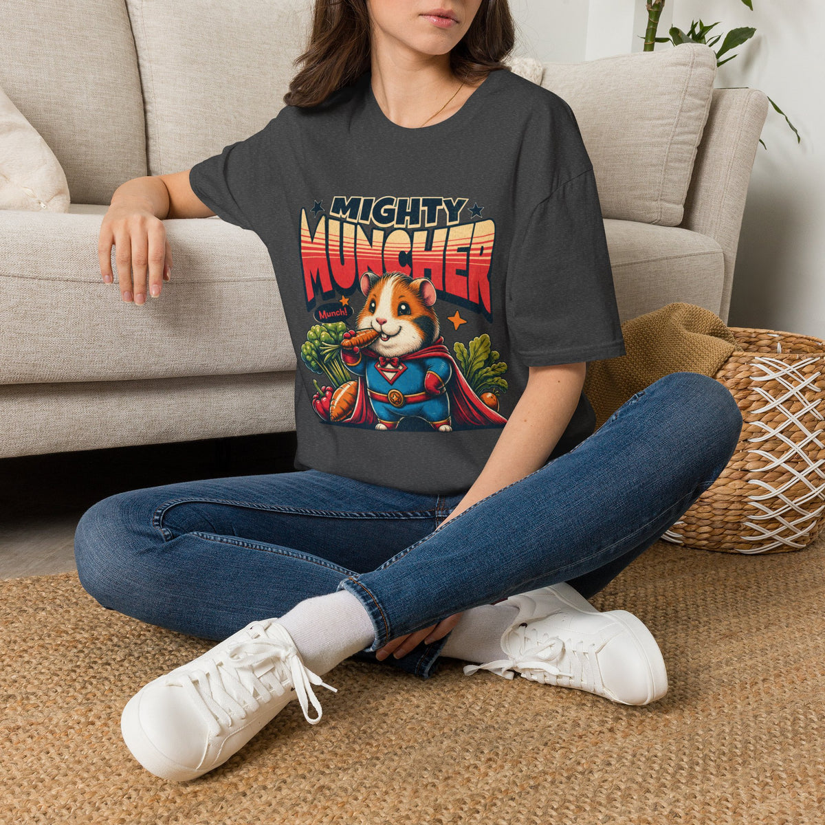 Mighty Muncher T-Shirt — Cute Superhero Hamster Graphic Tee