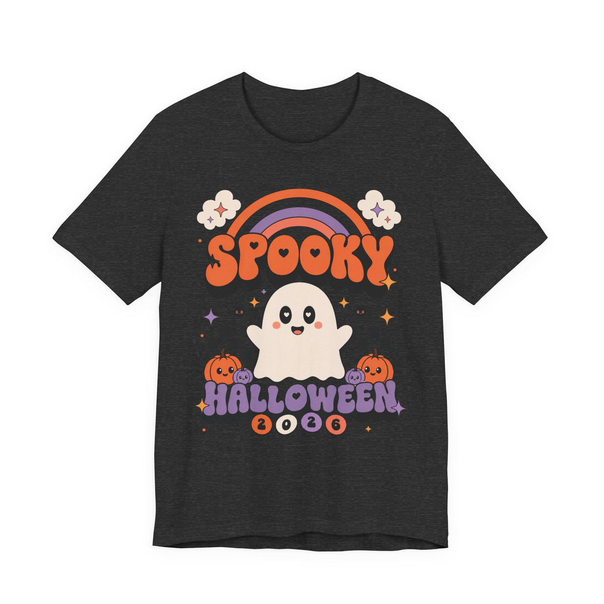 Spooky Ghost Halloween Tee | Cute Retro Rainbow Pumpkin Design
