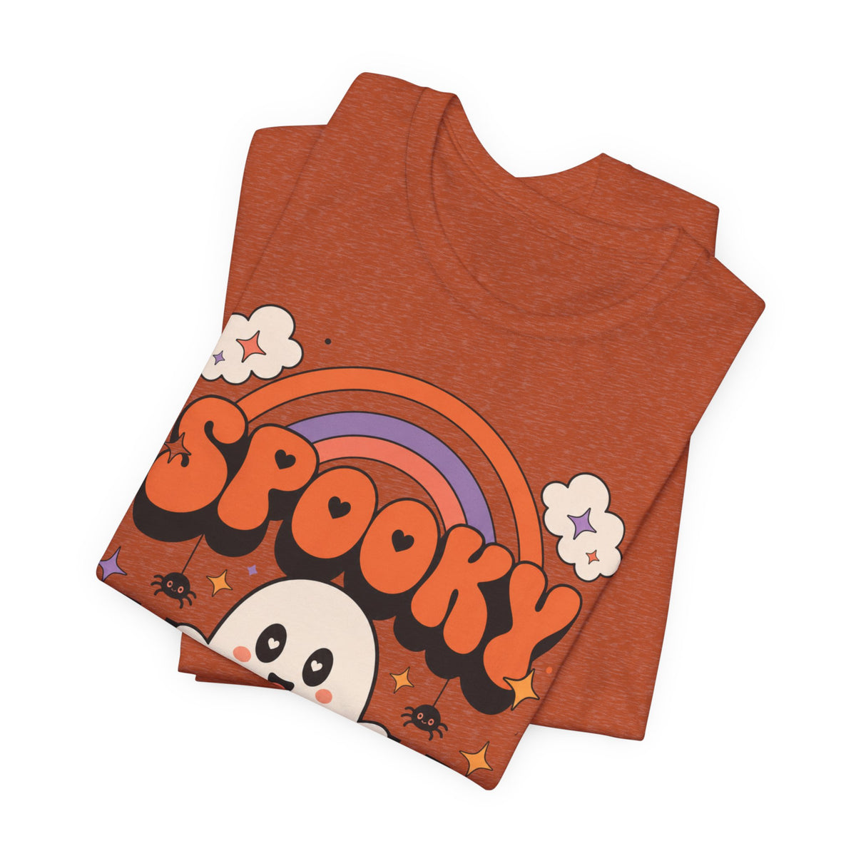 Spooky Ghost Halloween Tee | Cute Retro Rainbow Pumpkin Design