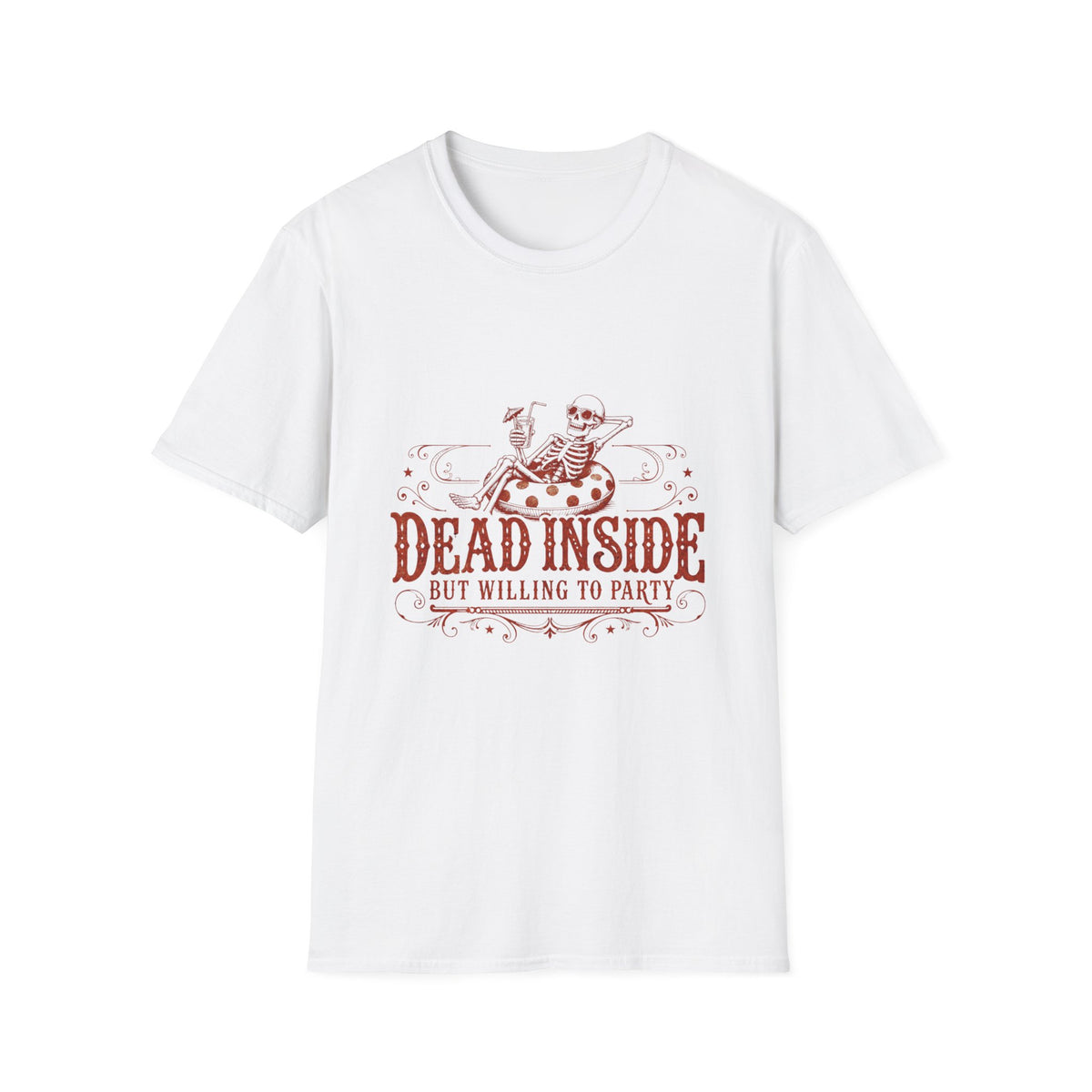 Dead Inside Skeleton Floatie T-Shirt | Funny Sarcastic Summer Tee