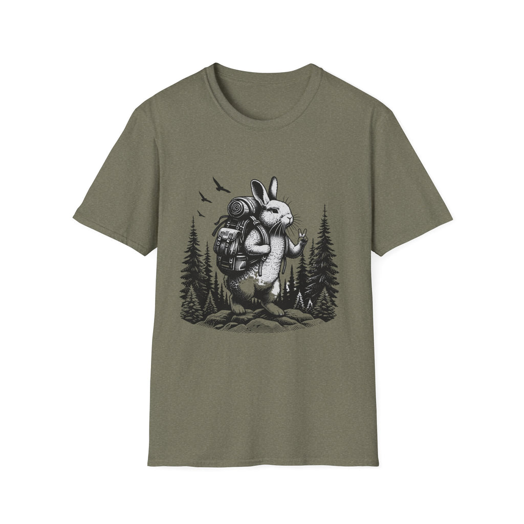 Backpacking Bunny T-Shirt | Hiking Rabbit Illustration, Forest Adventure