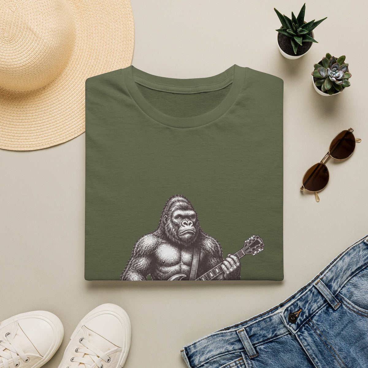 Gorilla Playing Guitar T-Shirt | Rock Ape Graphic Tee