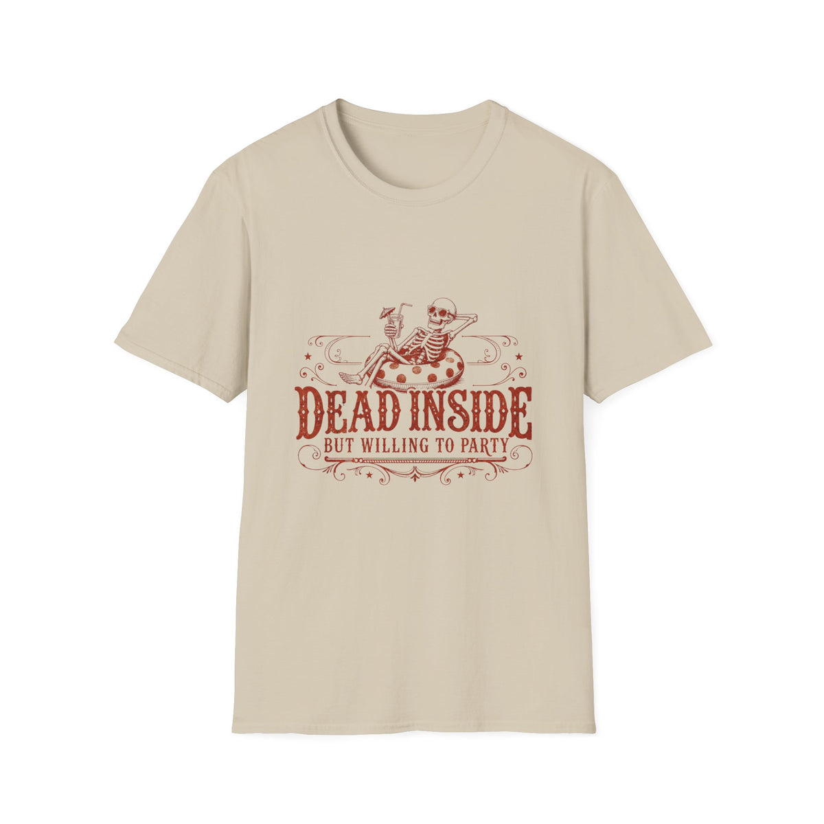 Dead Inside Skeleton Floatie T-Shirt | Funny Sarcastic Summer Tee