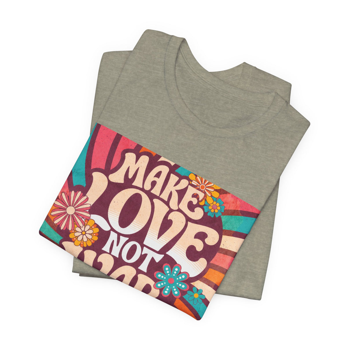 Make Love Not War Tee | Retro 70s Hippie Peace Dove Floral Design