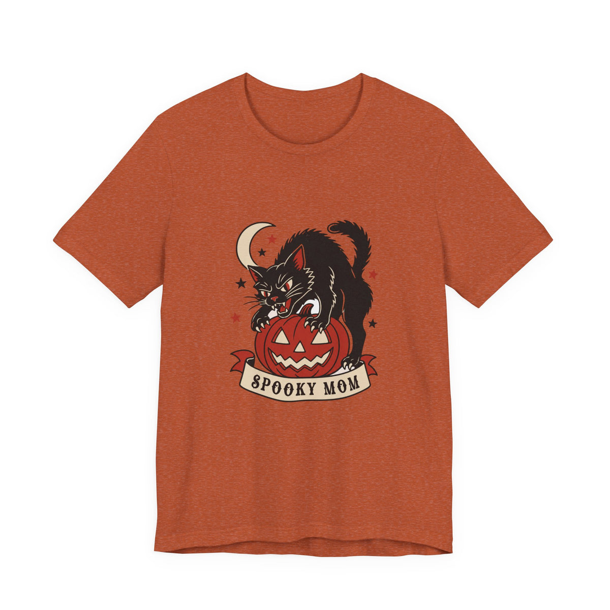 Spooky Mom black cat on jack-o-lantern T-Shirt | Halloween cat tee