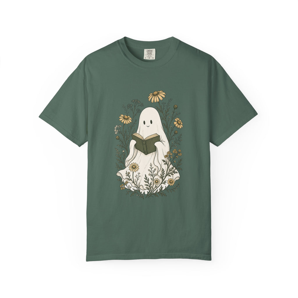 Ghost Reading Tee — Cute Floral Booklover T-Shirt