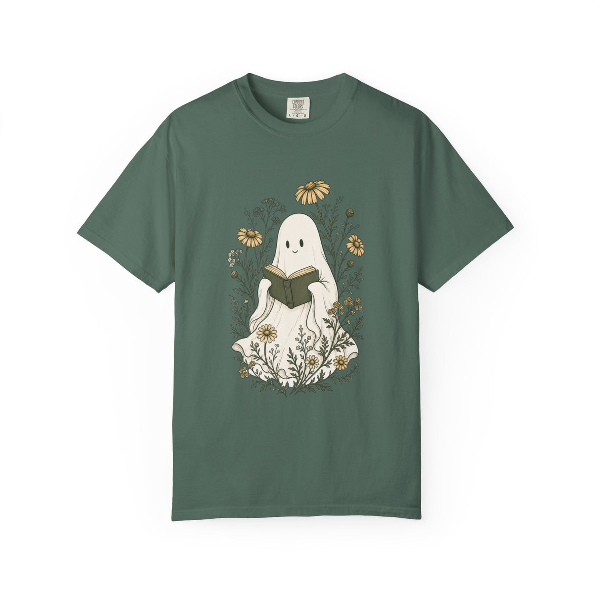 Ghost Reading Tee — Cute Floral Booklover T-Shirt