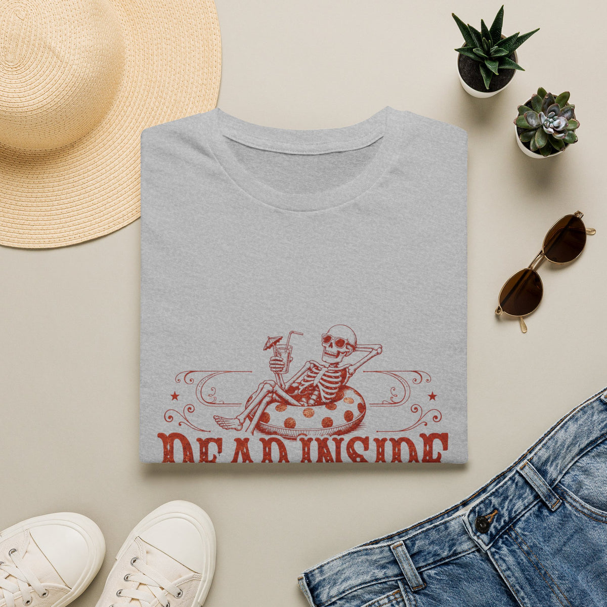 Dead Inside Skeleton Floatie T-Shirt | Funny Sarcastic Summer Tee