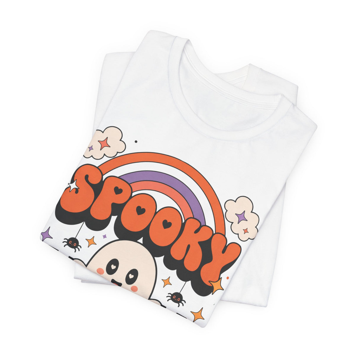 Spooky Ghost Halloween Tee | Cute Retro Rainbow Pumpkin Design