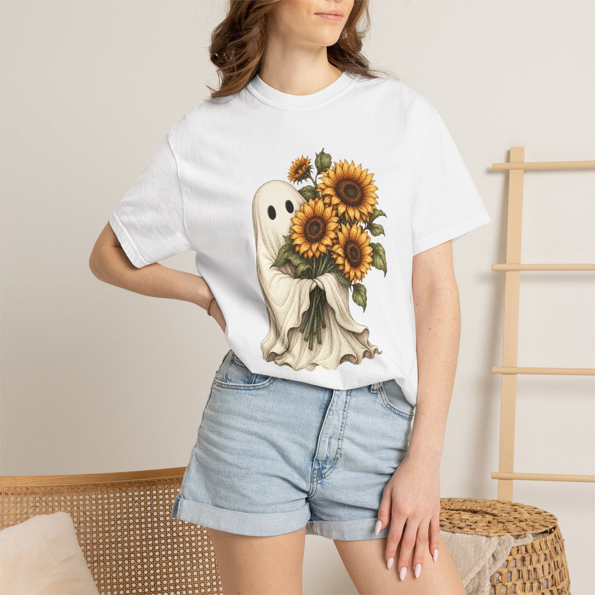 Ghost Holding Sunflowers T-Shirt