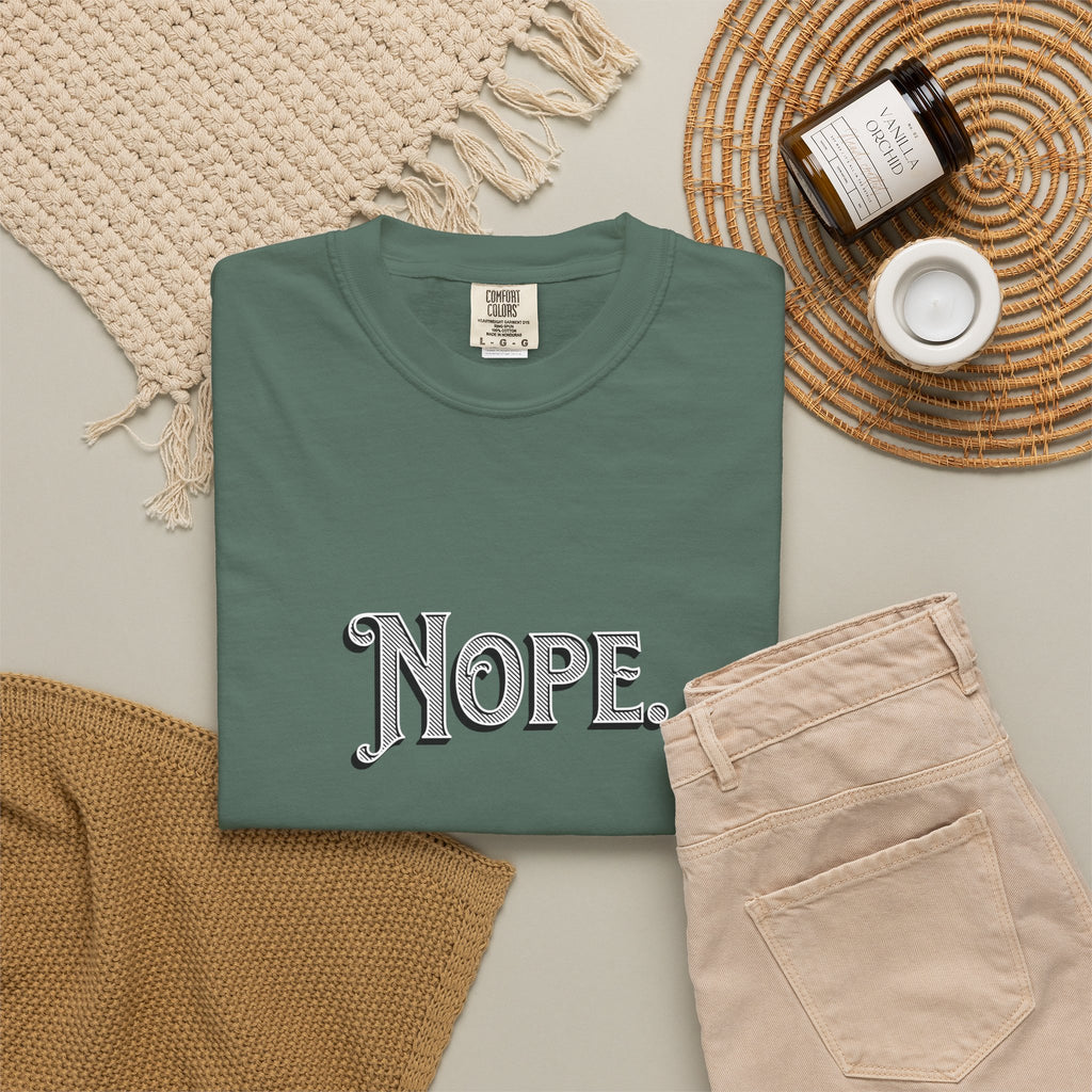 Nope Graphic T-Shirt — Vintage Script "Nope" Tee