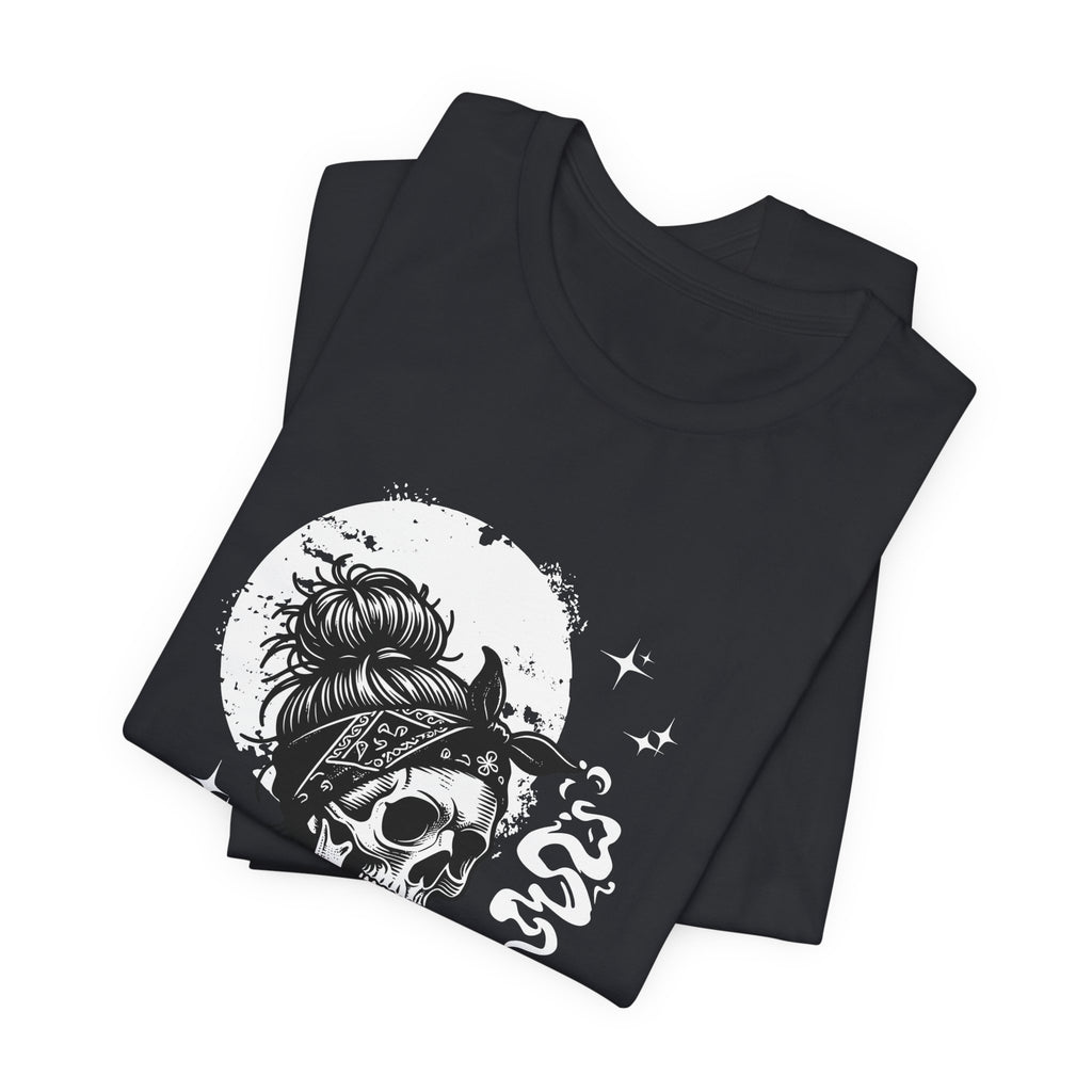 Skull Woman with Coffee Tee | Skeleton Drinking Coffee T-Shirt